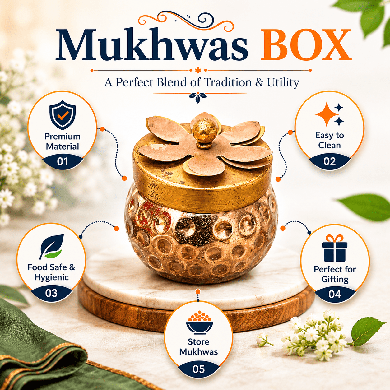 Metal mukhwas box 3 Inch BH10645 Metal mukhwas box 3 Inch BH10645
