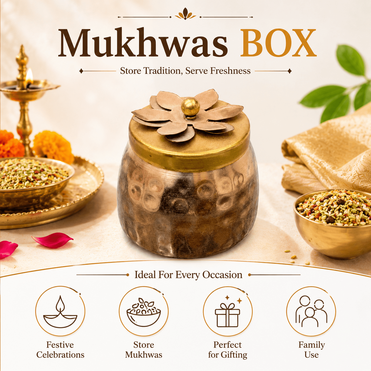 Metal mukhwas box 4 Inch BH10647 Metal mukhwas box 4 Inch BH10647