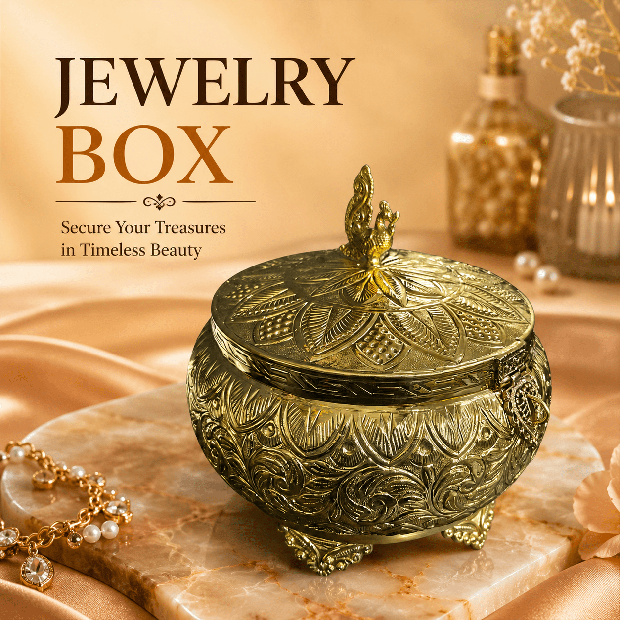 Brass Brass Container / Dabba & Jewelry Box. 9 Inch KBH12646 Brass Brass Container / Dabba & Jewelry Box. 9 Inch KBH12646