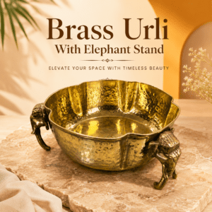 Brass Urli With elephant stand 3.9 Inch KBH12648Brass Urli With elephant stand 3.9 Inch KBH12648