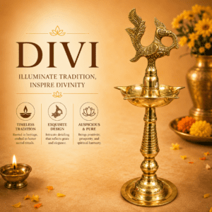 Brass Diya 17.5 Inch – Traditional Oil Lamp for Pooja