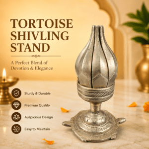 Brass Tortoise Shivling Stand 4 Inch KBH12693