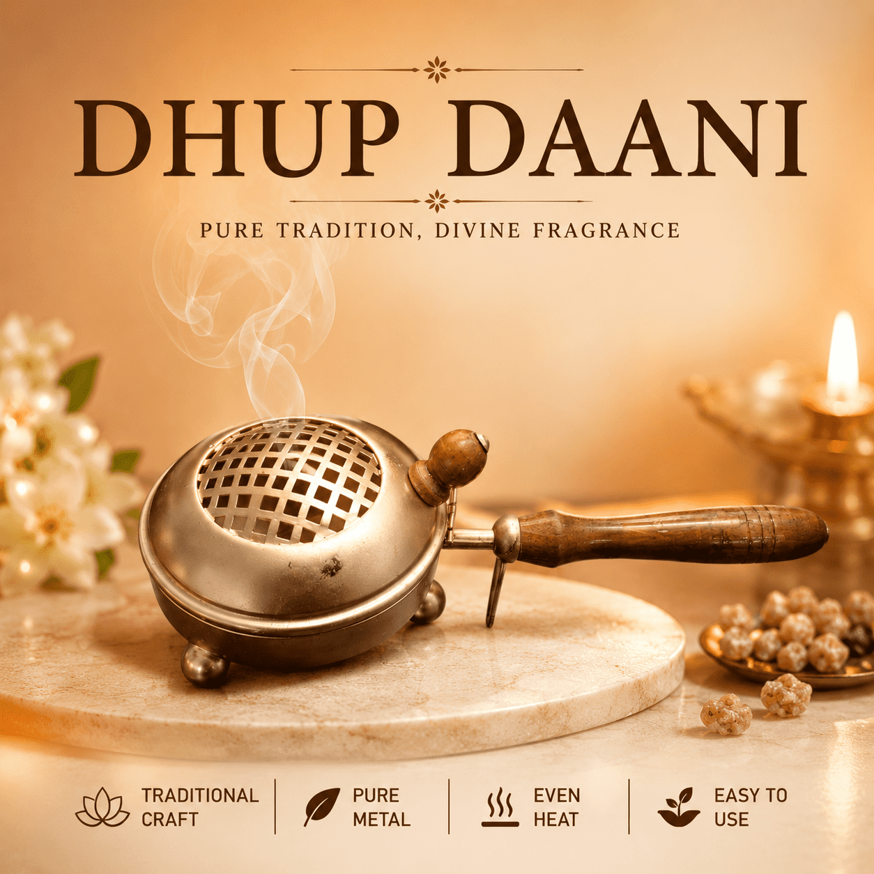 Metal Dhup daani 3 Inch KBH12677 Metal Dhup daani 3 Inch KBH12677