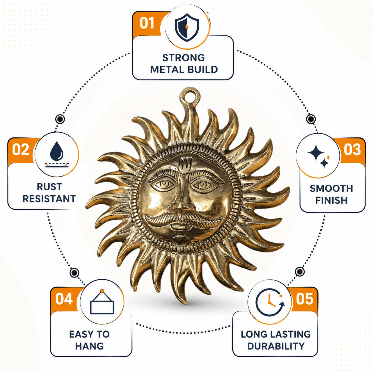 Metal Sun wall hanging metal 7.8 Inch KBH12680 Metal Sun wall hanging metal 7.8 Inch KBH12680