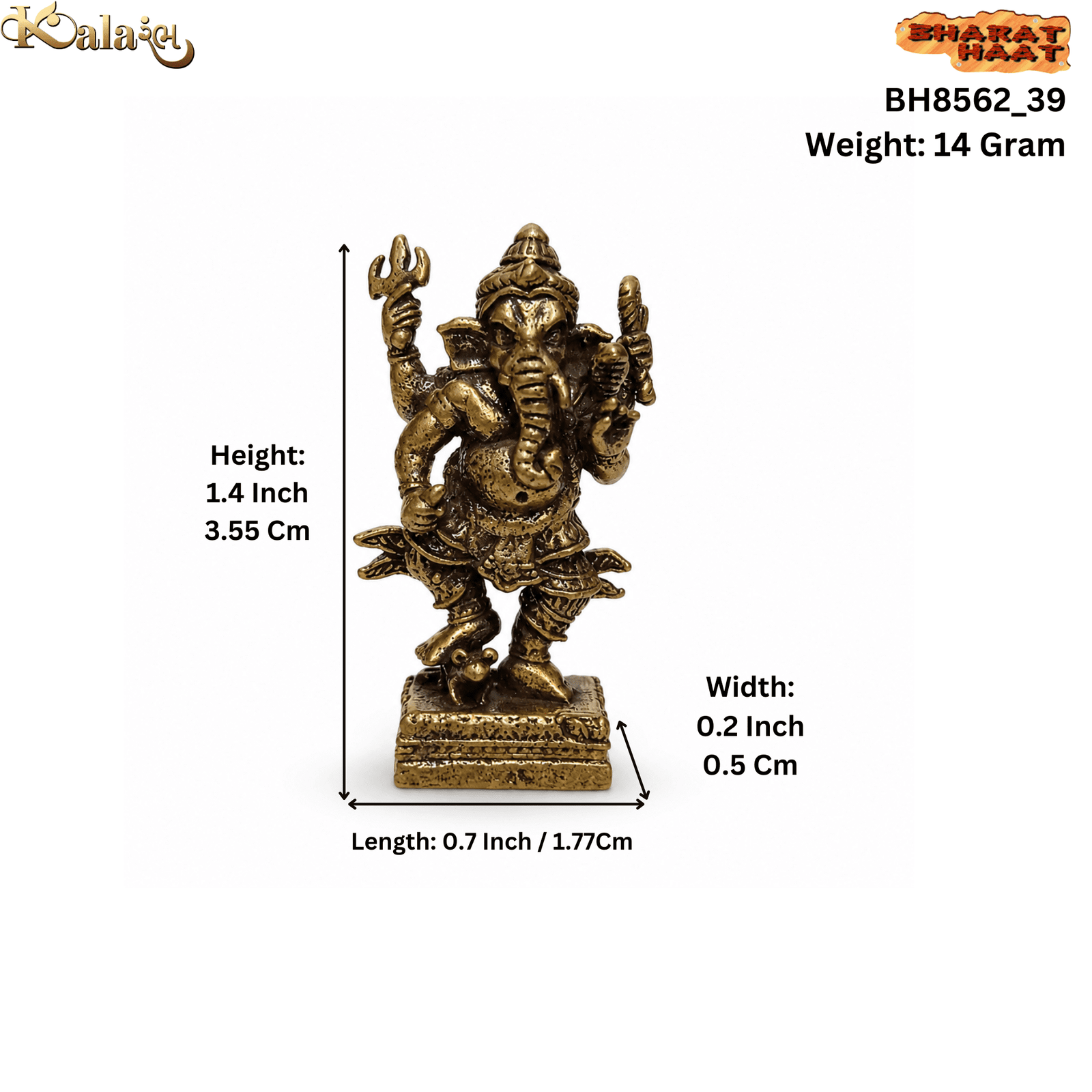 Brass Ganesha 1.4 Inch KBH8562_39 Brass Ganesha 1.4 Inch KBH8562_39