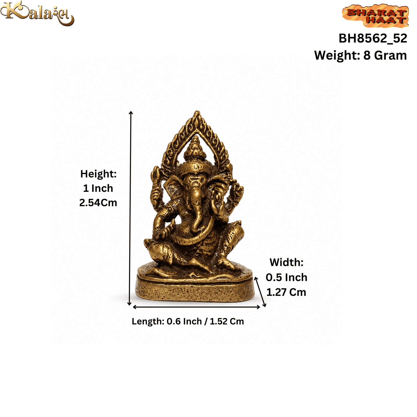 Brass Ganesha 1 Inch KBH8562_52 Brass Ganesha 1 Inch KBH8562_52