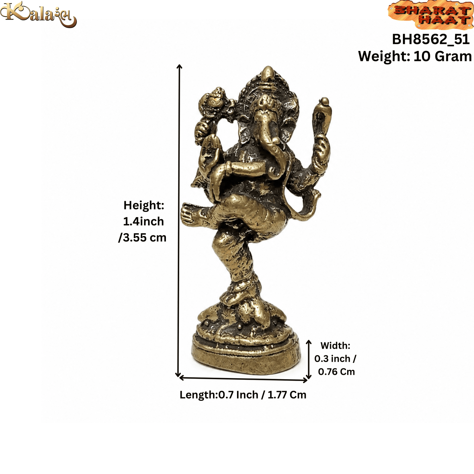Brass Ganesha 1.4 Inch KBH8562_51 Brass Ganesha 1.4 Inch KBH8562_51