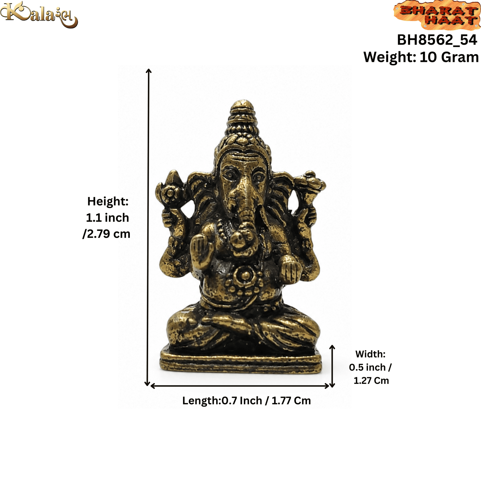 Brass Ganesha 1.1 Inch KBH8562_54 Brass Ganesha 1.1 Inch KBH8562_54