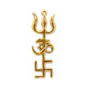 KALARAMBH Brass Om Trishul And Swastik 5.3 Inch, 1 Pcs