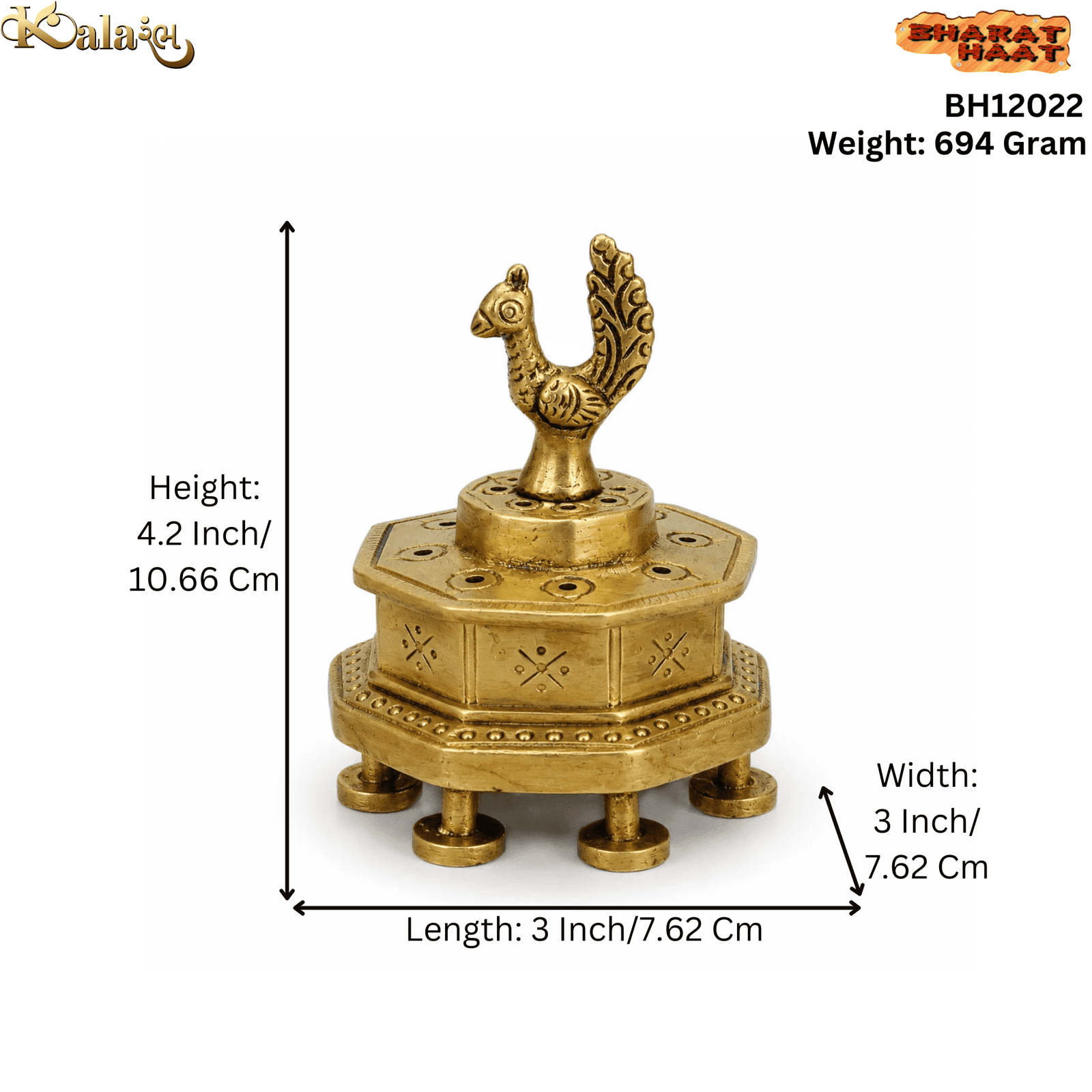 Brass Dhoop Dani 4.2 Inch KBH12022 Brass Dhoop Dani 4.2 Inch KBH12022