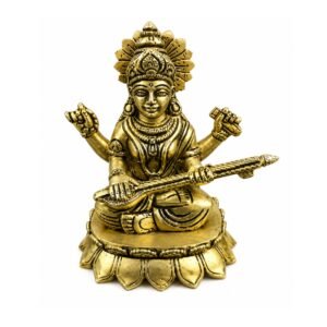 KALARAMBH Brass Saraswati 6 Inch, 1 Pcs