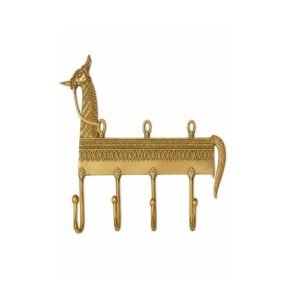 KALARAMBH Brass Horse Key Holder 7 Inch, 1 Pcs