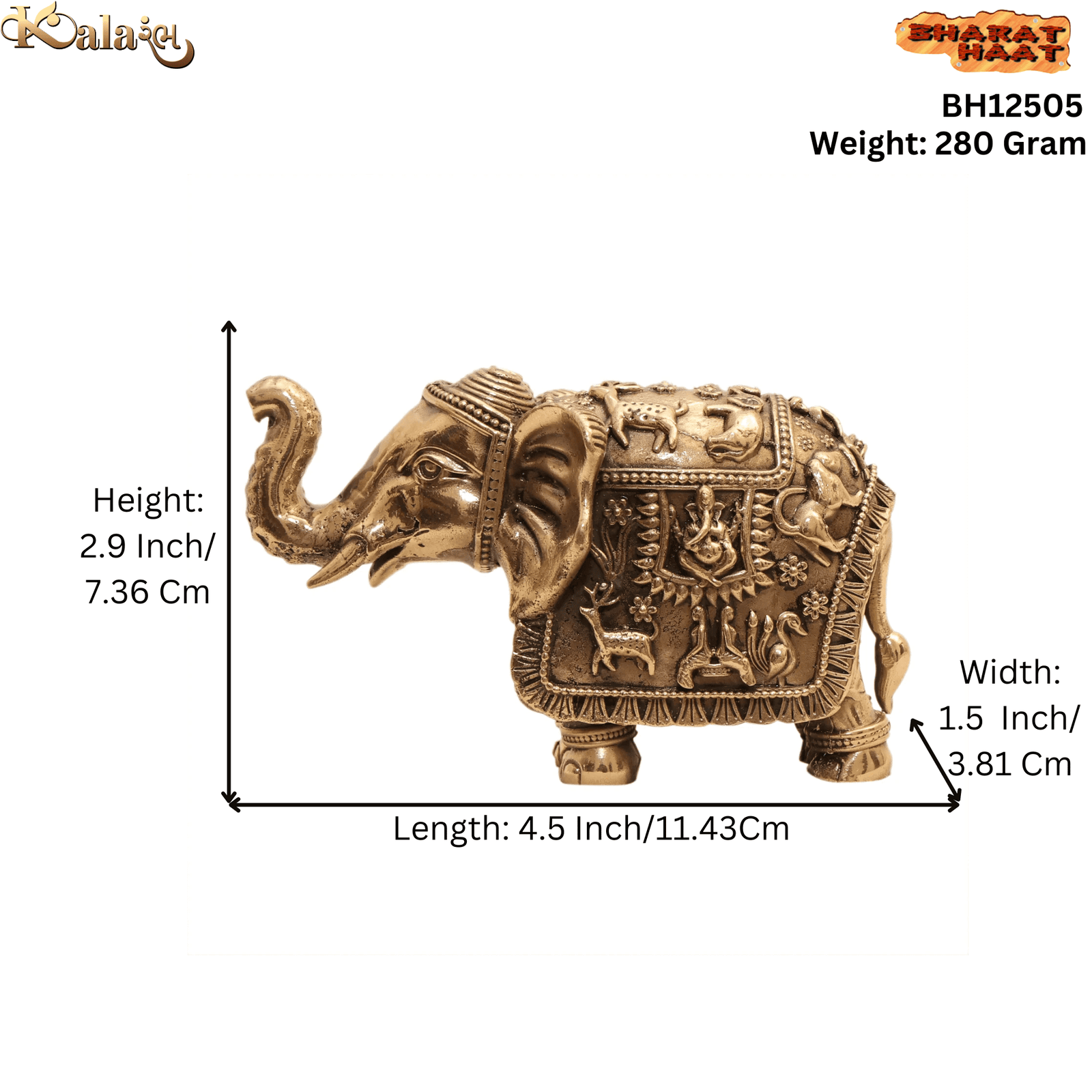 Brass Elephant 2.9 Inch KBH12505 Brass Elephant 2.9 Inch KBH12505