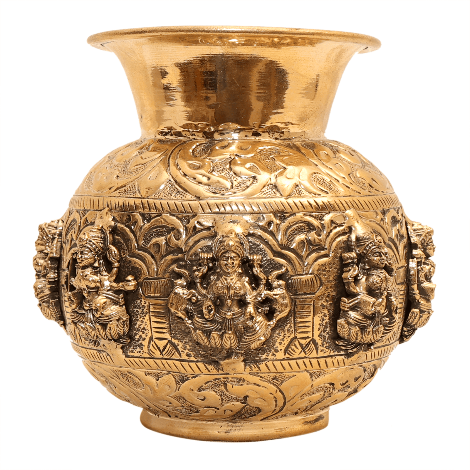 brass Astha Laxmi Kalash 4.8 Inch KBH12534 brass Astha Laxmi Kalash 4.8 Inch KBH12534
