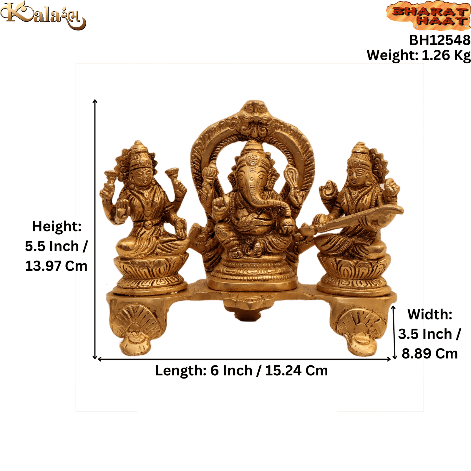 brass Ganesh , Lakshmi saraswati set 5.5 Inch KBH12548 brass Ganesh , Lakshmi saraswati set 5.5 Inch KBH12548