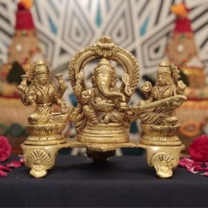 brass Ganesh , Lakshmi saraswati set 5.5 Inch KBH12548