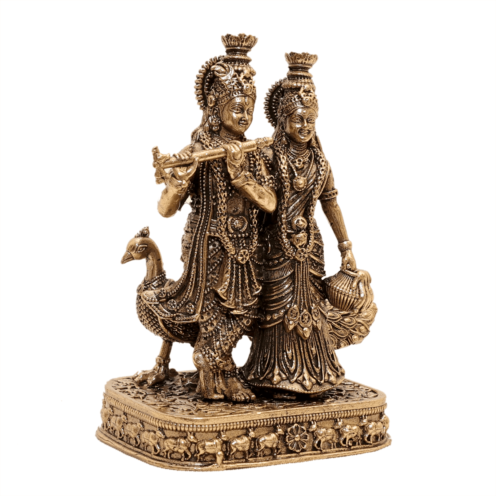 brass Radha Krishna With Base & peacock 8 Inch KBH12564 brass Radha Krishna With Base & peacock 8 Inch KBH12564