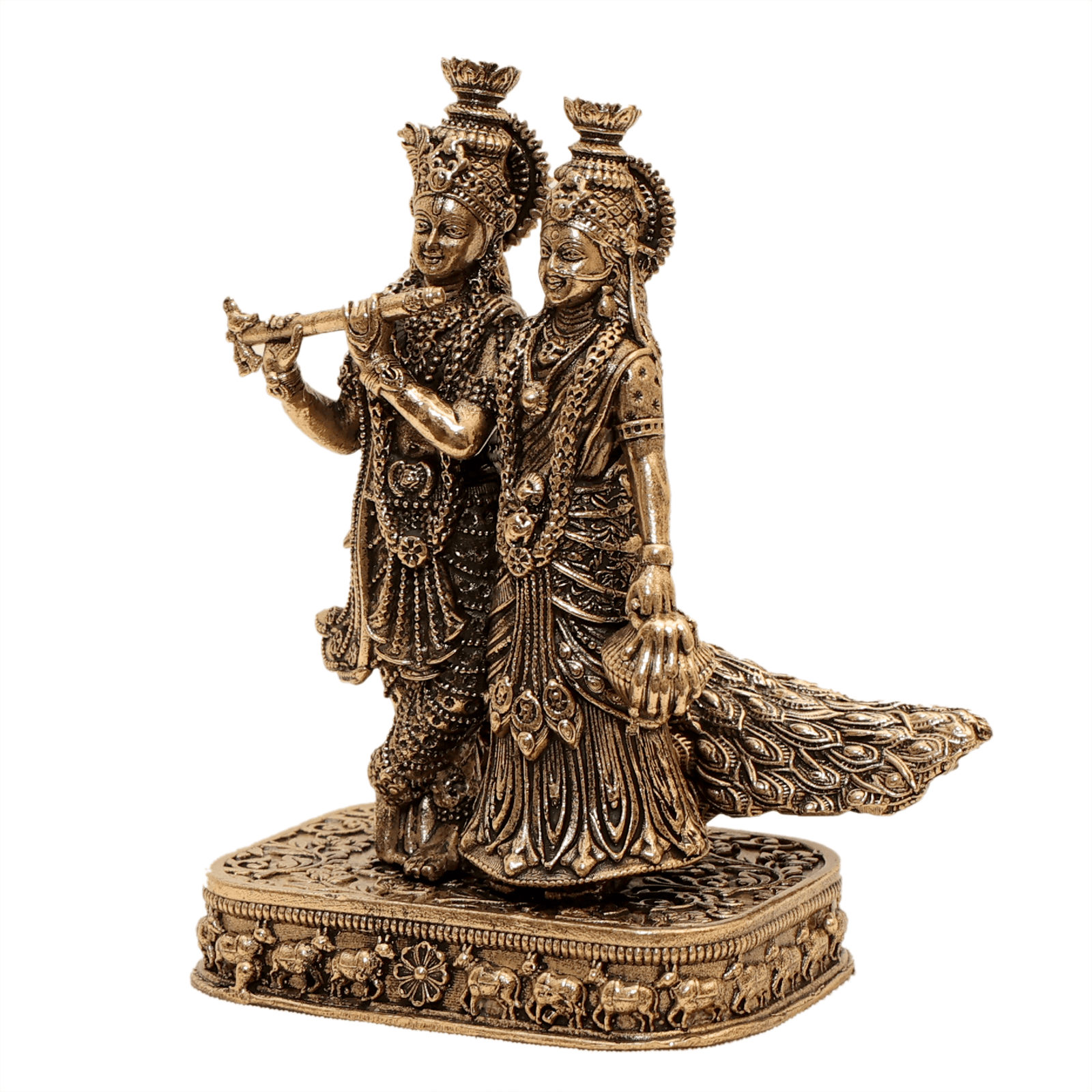 brass Radha Krishna With Base & peacock 8 Inch KBH12564 brass Radha Krishna With Base & peacock 8 Inch KBH12564