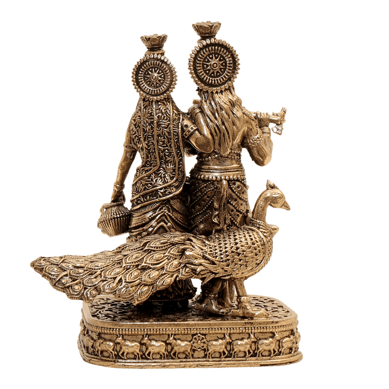 brass Radha Krishna With Base & peacock 8 Inch KBH12564 brass Radha Krishna With Base & peacock 8 Inch KBH12564