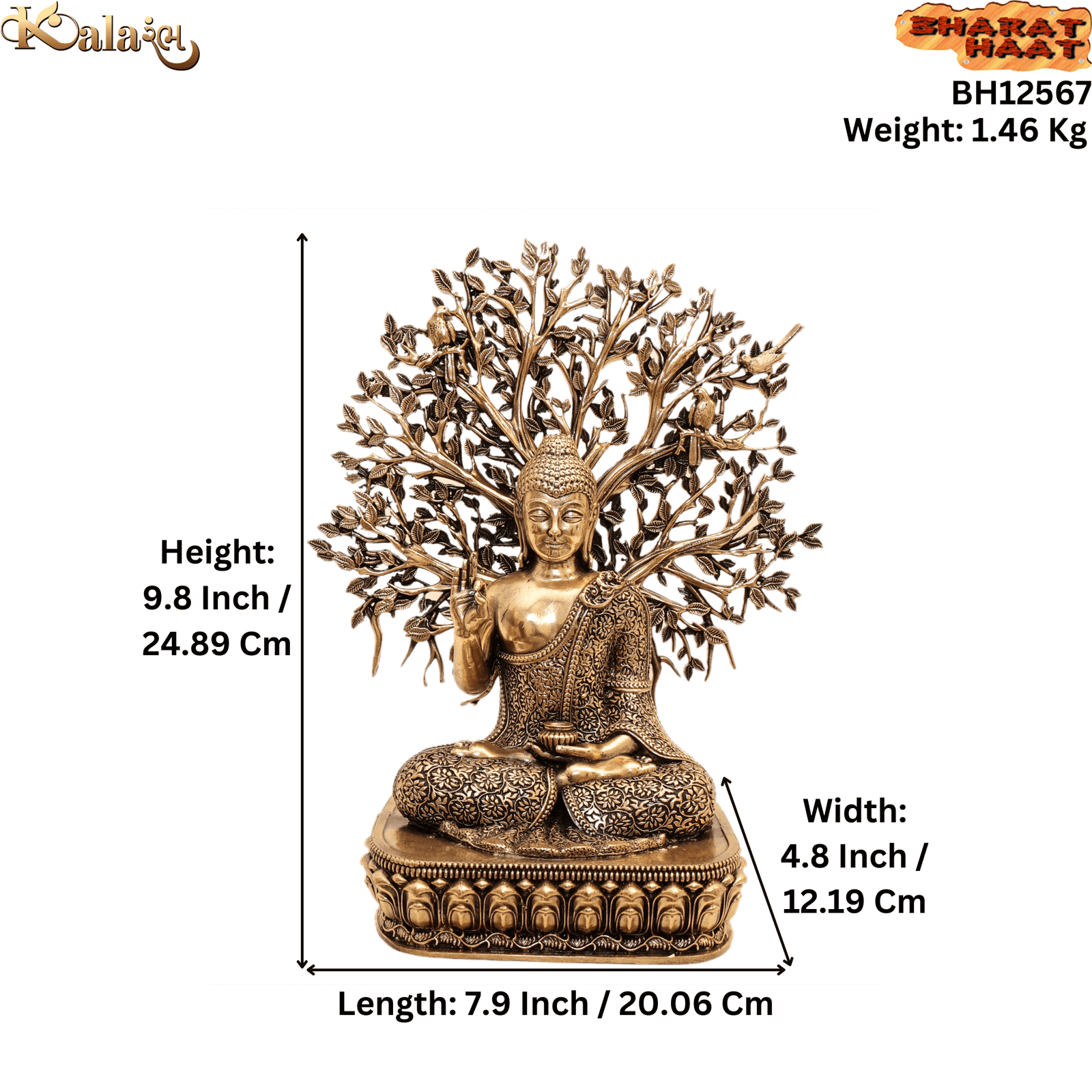 brass Buddha With Tree 9.8 Inch KBH12567 brass Buddha With Tree 9.8 Inch KBH12567