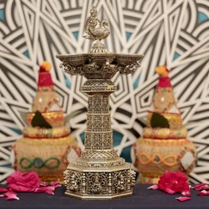 BRASS Ashta Lakshimi With peacock five Diya 10 Inch KBH12574