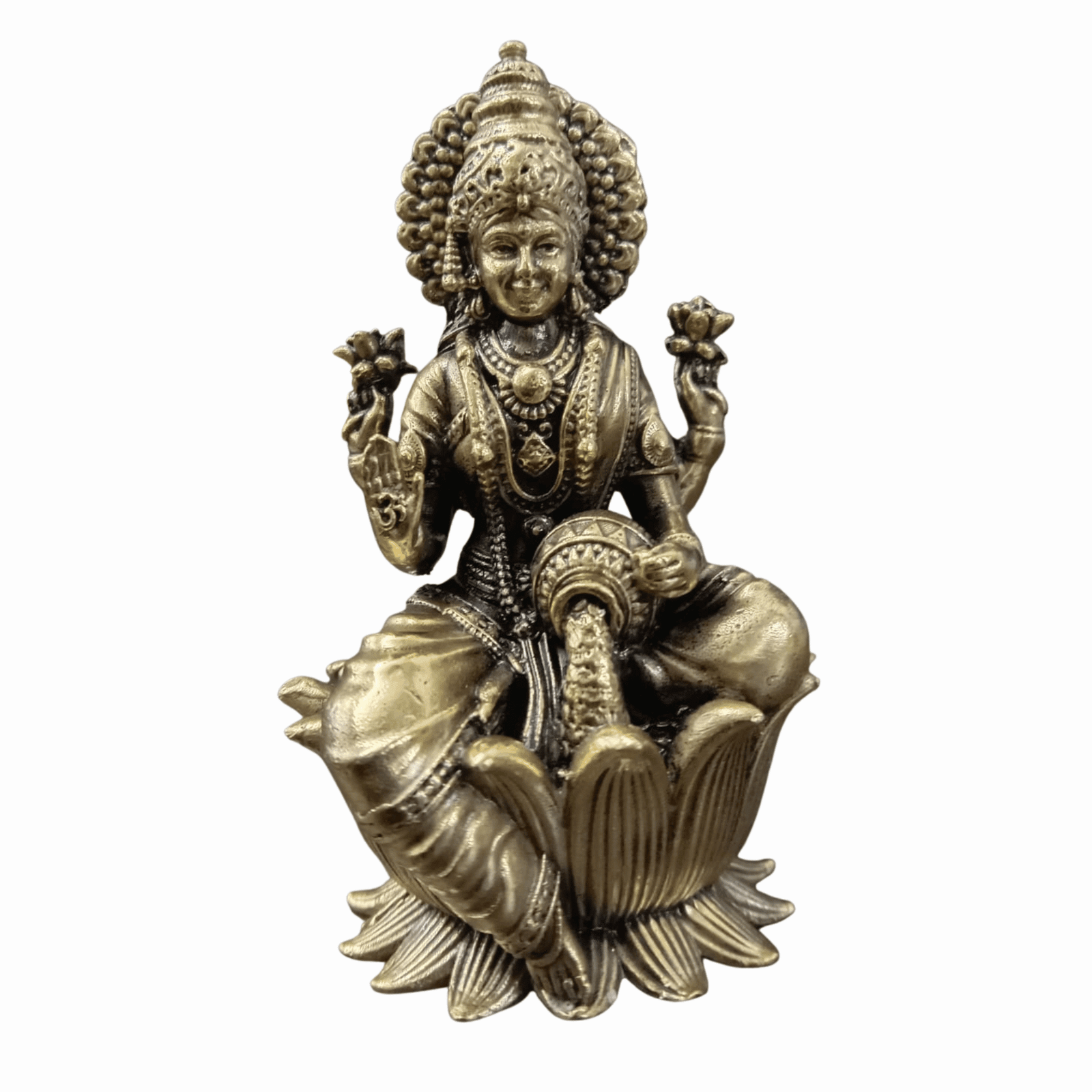 KALARAMBH Brass Lakshmi On Kamal 3 Inch, 1 Pcs KALARAMBH Brass Lakshmi On Kamal 3 Inch, 1 Pcs