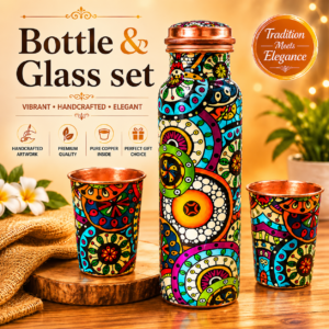 Copper Bottle & Glass Set 13 Inch KBH11801