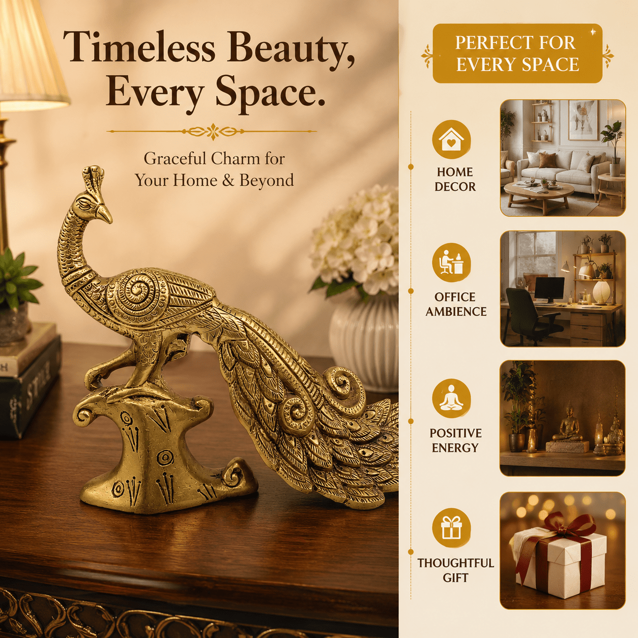 Brass Peacock 6.1 Inch KBH11074 Brass Peacock 6.1 Inch KBH11074