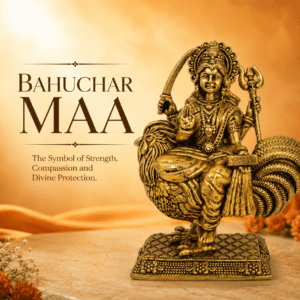 Brass Bahuchar Maa Idol 3 Inch – Handmade Goddess Statue