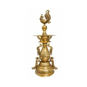 KALARAMBH Brass Peacock Diya 11.5 Inch, 1 Pcs