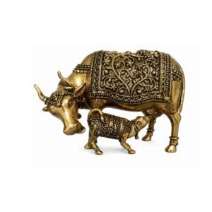 KALARAMBH Brass Cow & Calf 4 Inch, 1 Pcs