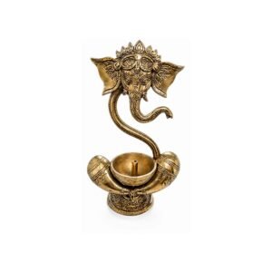 KALARAMBH Brass Ganesha Diya 9 Inch, 1 Pcs