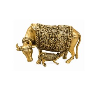 KALARAMBH Brass Cow & Calf 3.2 Inch, 1 Pcs