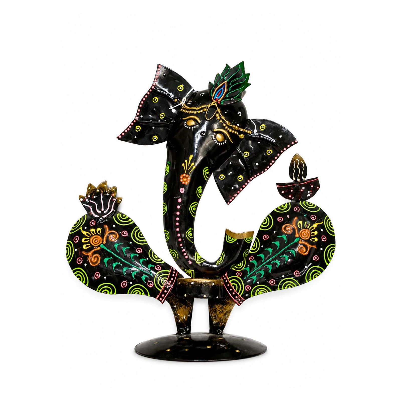 KALARAMBH Wrought Iron Ganesha With Diya 11 Inch, 1 Pcs KALARAMBH Wrought Iron Ganesha With Diya 11 Inch, 1 Pcs