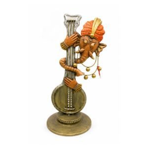KALARAMBH Wrought Iron Sitar Ganesh 20 Inch, 1 Pcs
