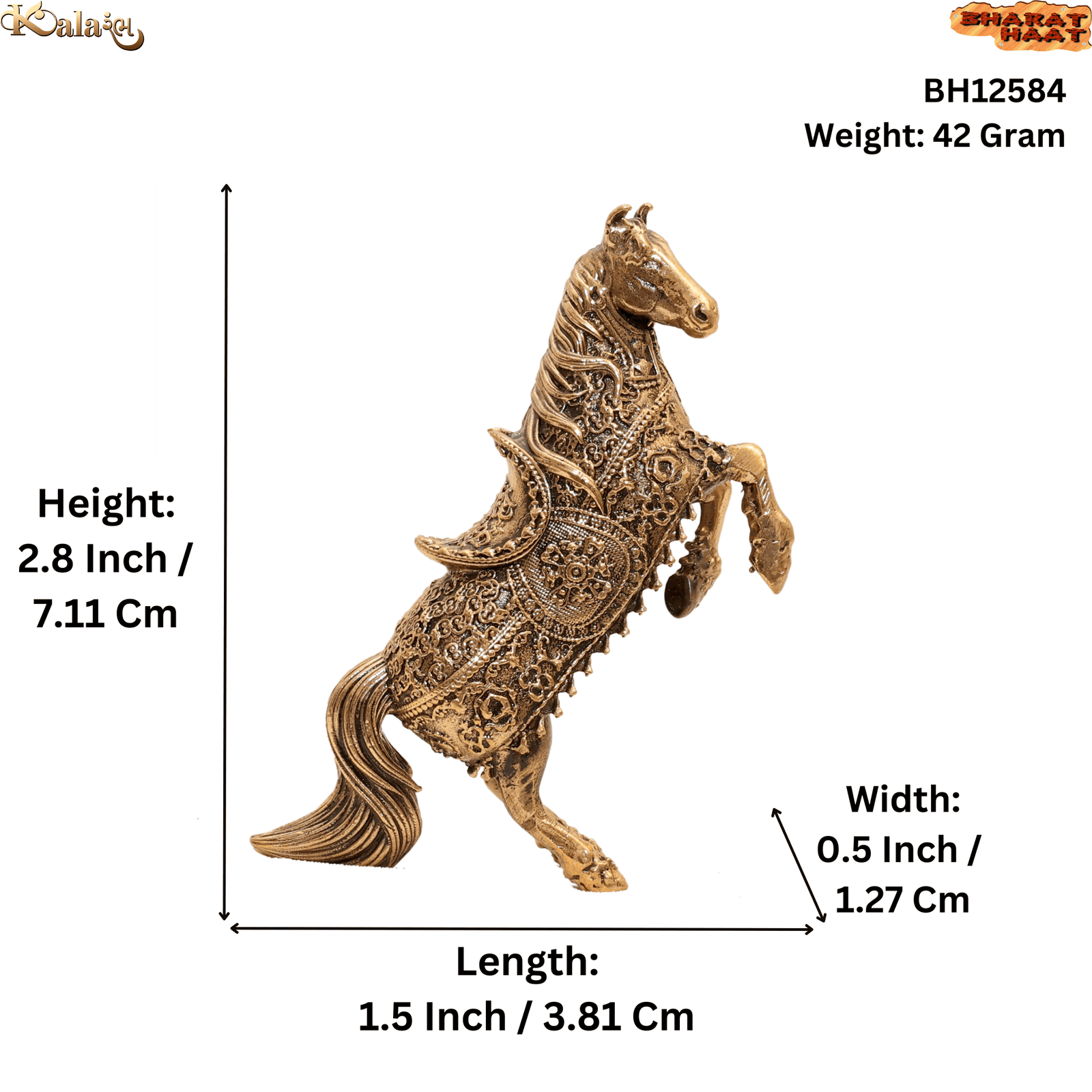 KALARAMBH Brass Jumping Horse 2.8 Inch, 1 Pcs KALARAMBH Brass Jumping Horse 2.8 Inch, 1 Pcs