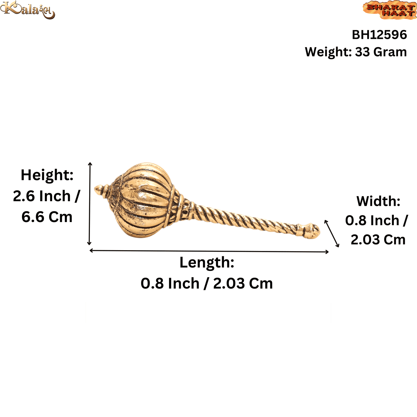KALARAMBH Brass Gada 2.6 Inch, 1 Pcs KALARAMBH Brass Gada 2.6 Inch, 1 Pcs