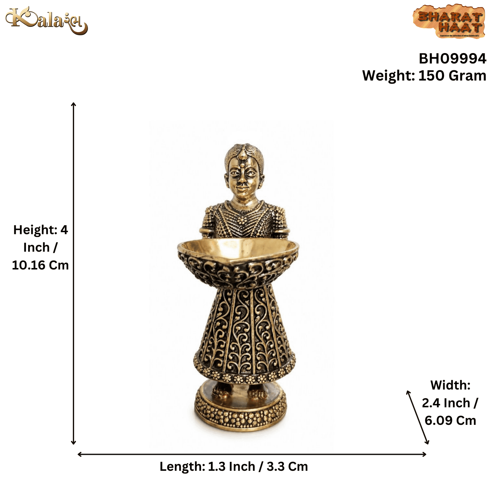 KALARAMBH Brass Deep Lady 4 Inch, 1 Pcs KALARAMBH Brass Deep Lady 4 Inch, 1 Pcs