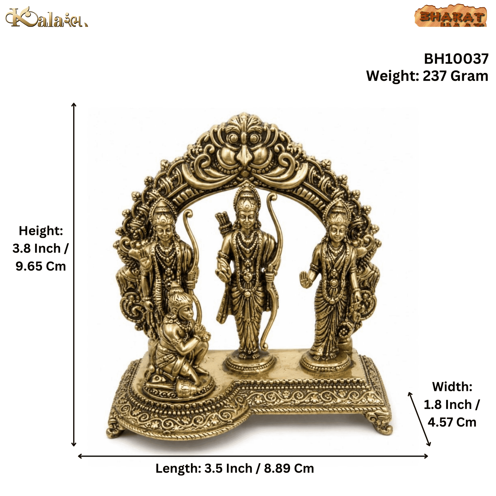 KALARAMBH Brass Ram Darbar 3.8 Inch, 1 Pcs KALARAMBH Brass Ram Darbar 3.8 Inch, 1 Pcs