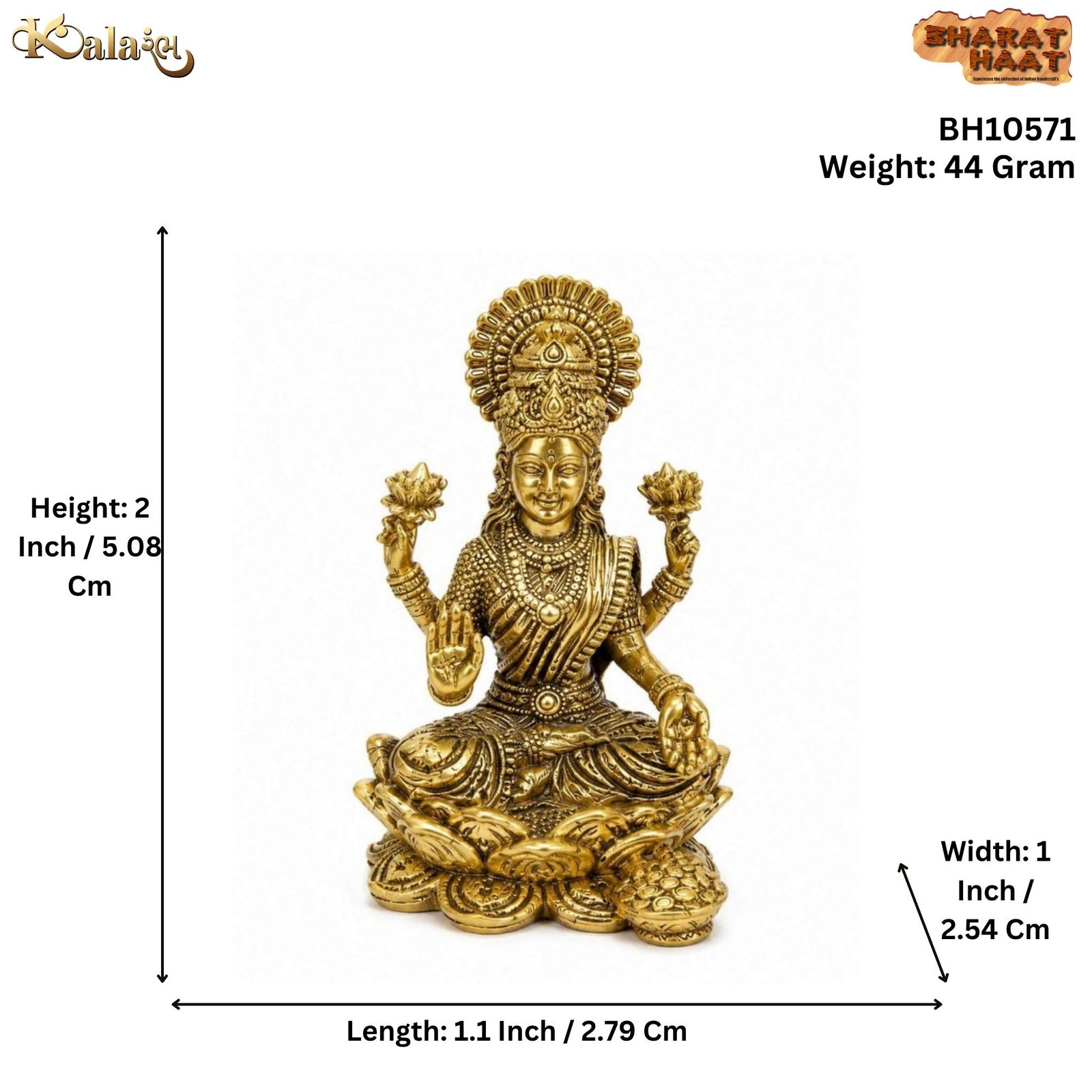 KALARAMBH Brass Lakshmi 2 Inch, 1 Pcs KALARAMBH Brass Lakshmi 2 Inch, 1 Pcs