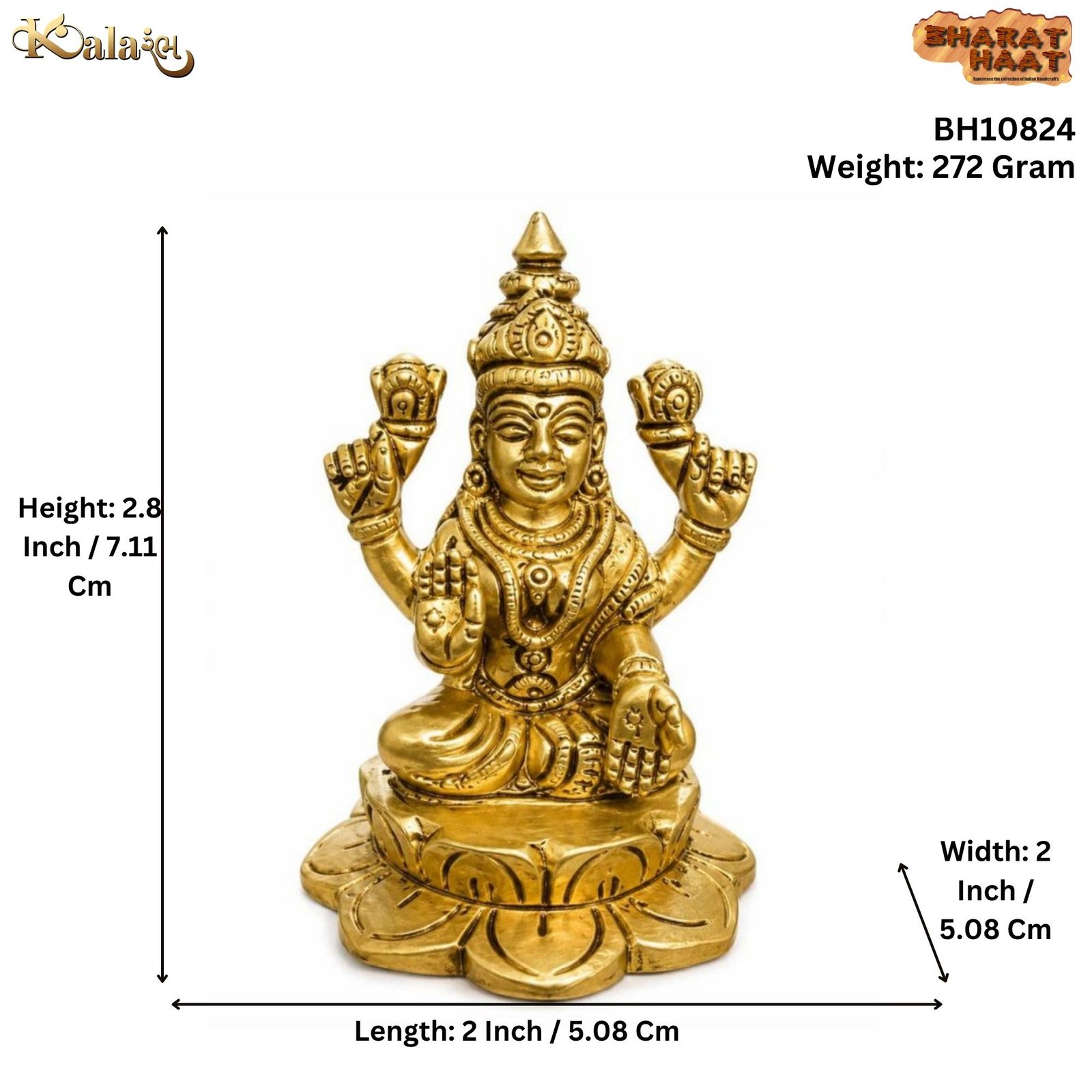 KALARAMBH Brass Lakshmi 2.8 Inch, 1 Pcs KALARAMBH Brass Lakshmi 2.8 Inch, 1 Pcs