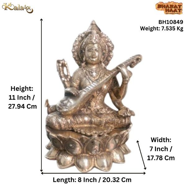 Brass Goddess Sarasvati 11 Inch BH10849 Brass Goddess Sarasvati 11 Inch BH10849
