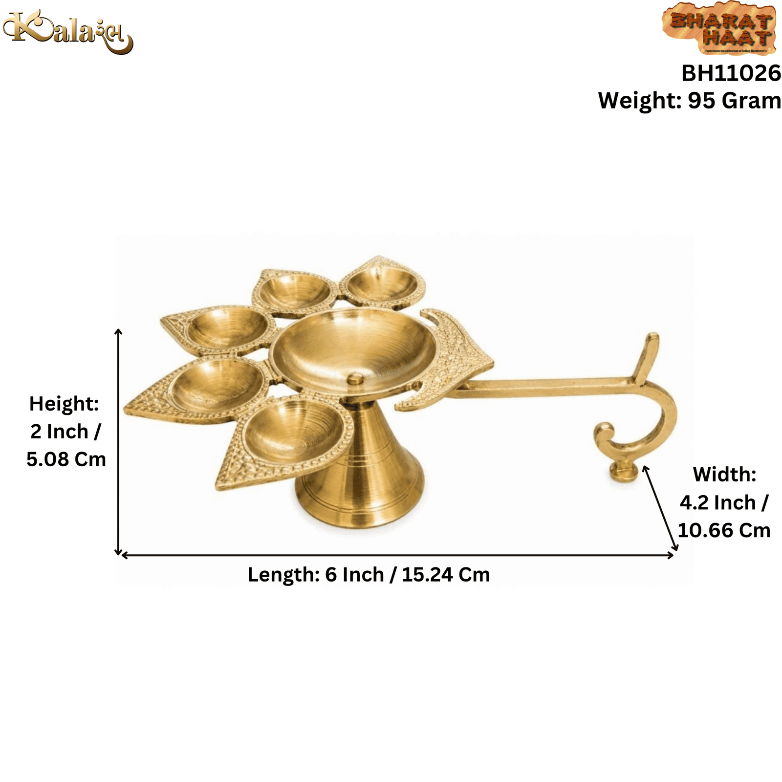 KALARAMBH Brass Aarati 2 Inch, 1 Pcs KALARAMBH Brass Aarati 2 Inch, 1 Pcs