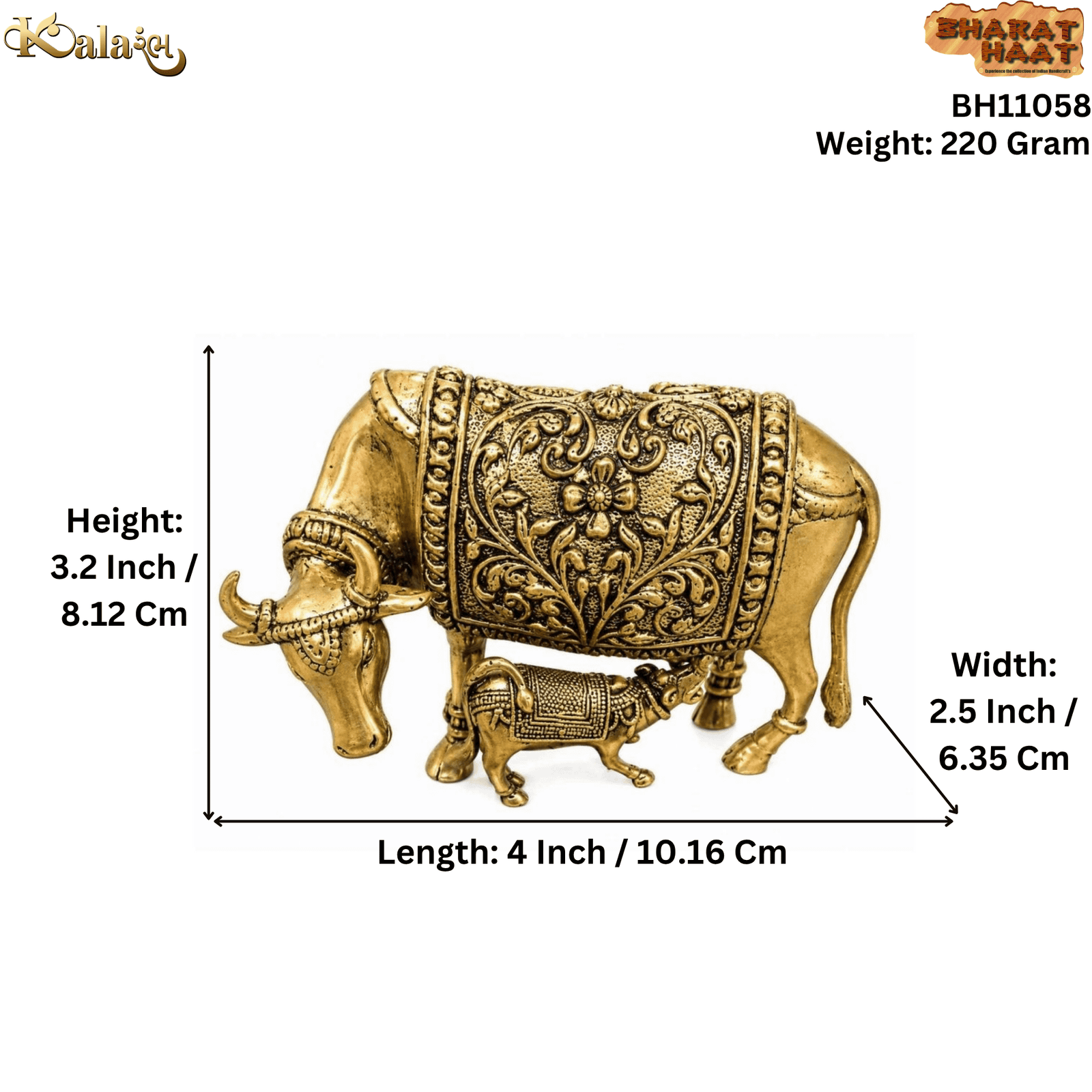KALARAMBH Brass Cow & Calf 3.2 Inch, 1 Pcs KALARAMBH Brass Cow & Calf 3.2 Inch, 1 Pcs