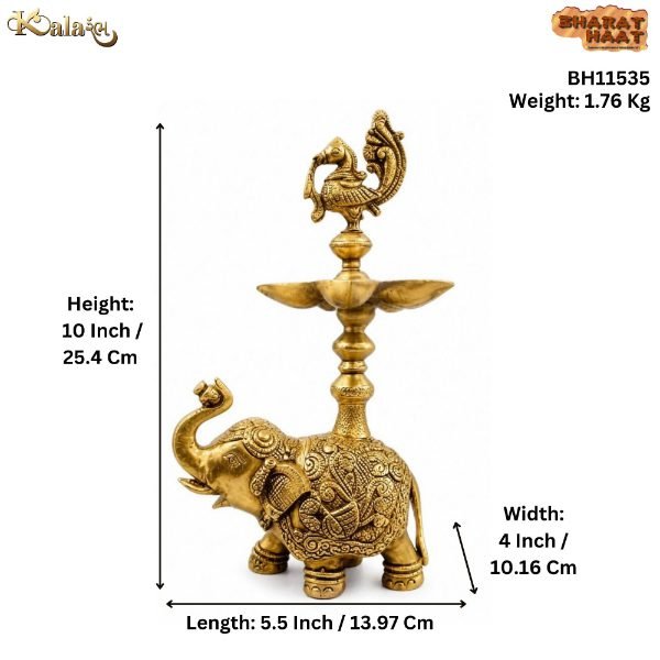 Brass Elephant Diya 10 Inch BH11535 Brass Elephant Diya 10 Inch BH11535