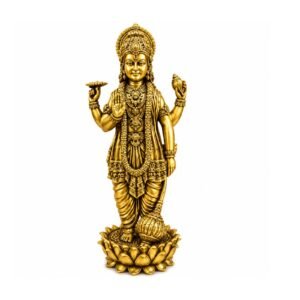 Brass Vishanu Standing In Louts 4.7 Inch BH12076