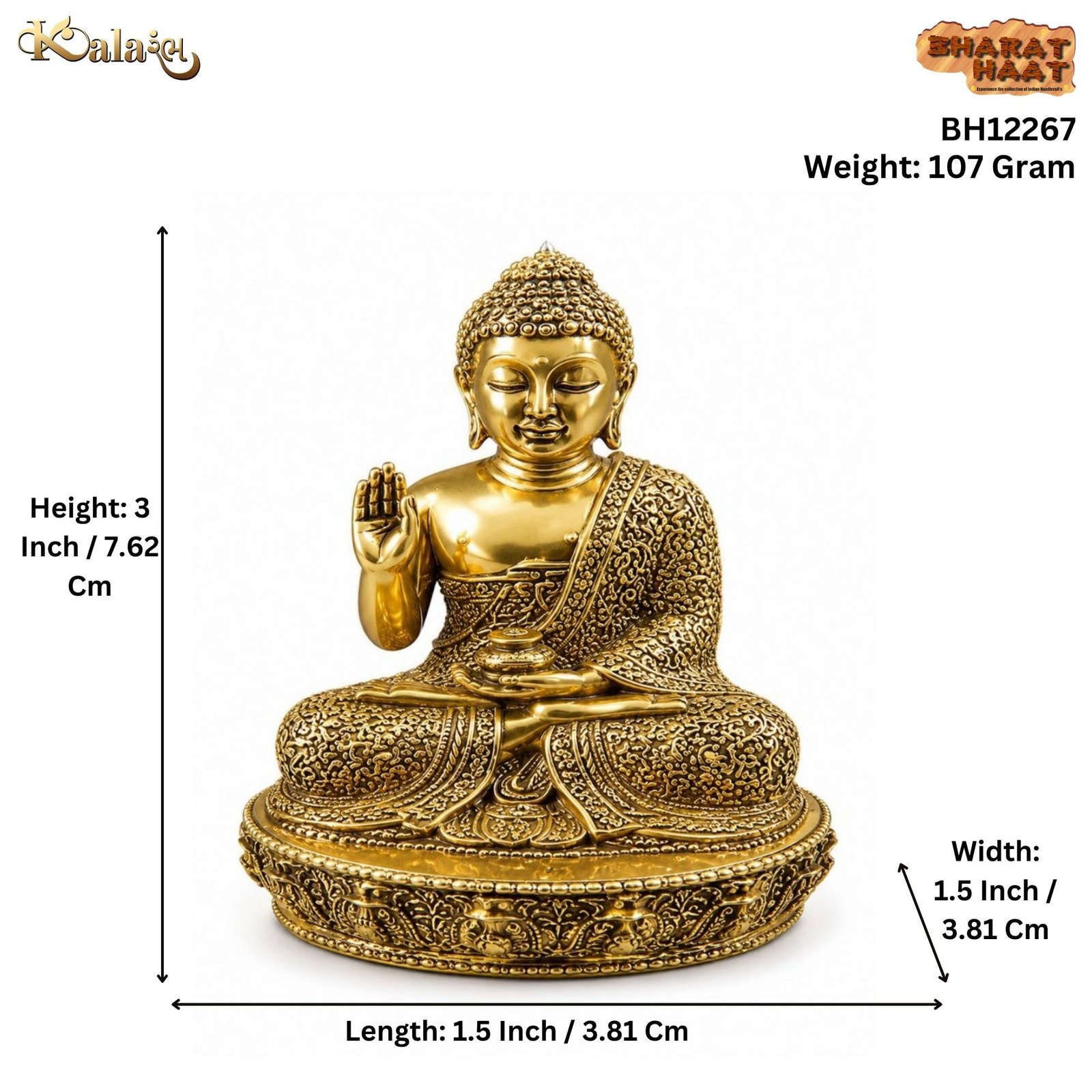 Brass Buddha Medium 3 Inch BH12267 Brass Buddha Medium 3 Inch BH12267
