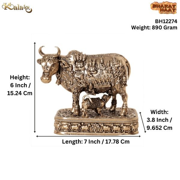 KALARAMBH Brass Kamdhenu Cow &Calf 6 Inch, 1 Pcs KALARAMBH Brass Kamdhenu Cow &Calf 6 Inch, 1 Pcs