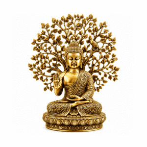 Brass Buddha With Tree 5.1 Inch BH12342