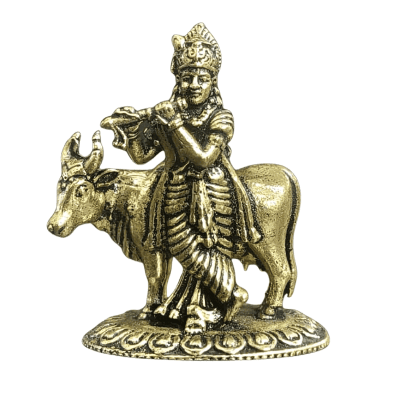 Brass Krishna With Cow 1 Inch BH12419 Brass Krishna With Cow 1 Inch BH12419